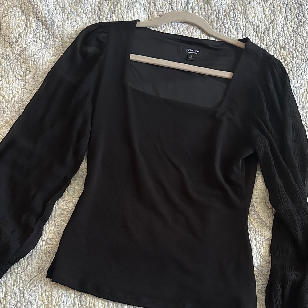 Ever New Black Square Neck Blouse